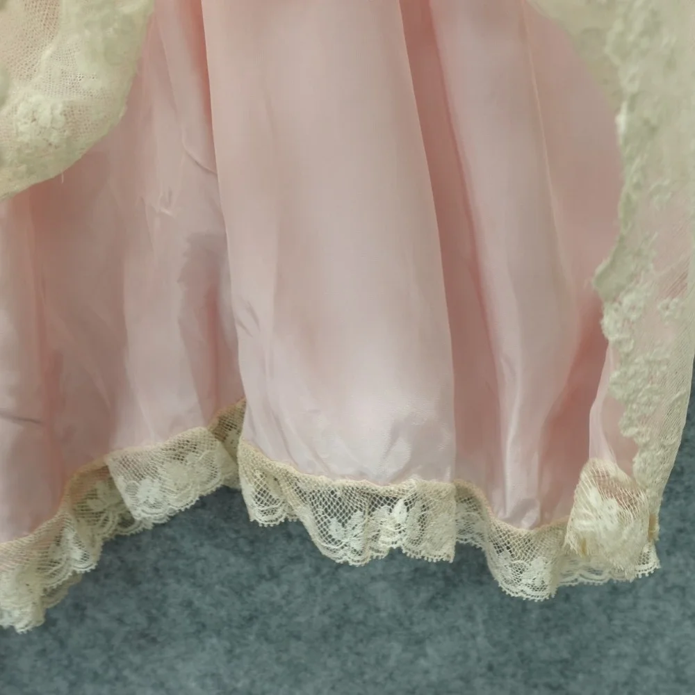 Vintage 50s Victorian Nightgown Dress Baby Girl 18 24M Pink Tulle Lace Heirloom